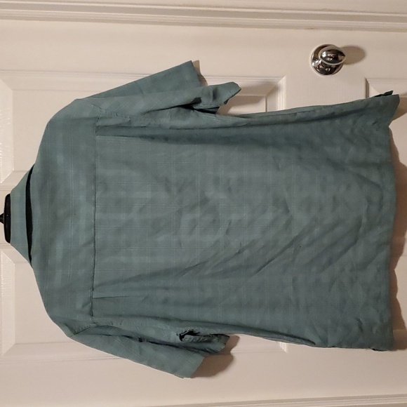 Haggar Luxury Microfiber Men's Green Plaid Button Down Short Sleeve Shirt- Large - Picture 5 of 7